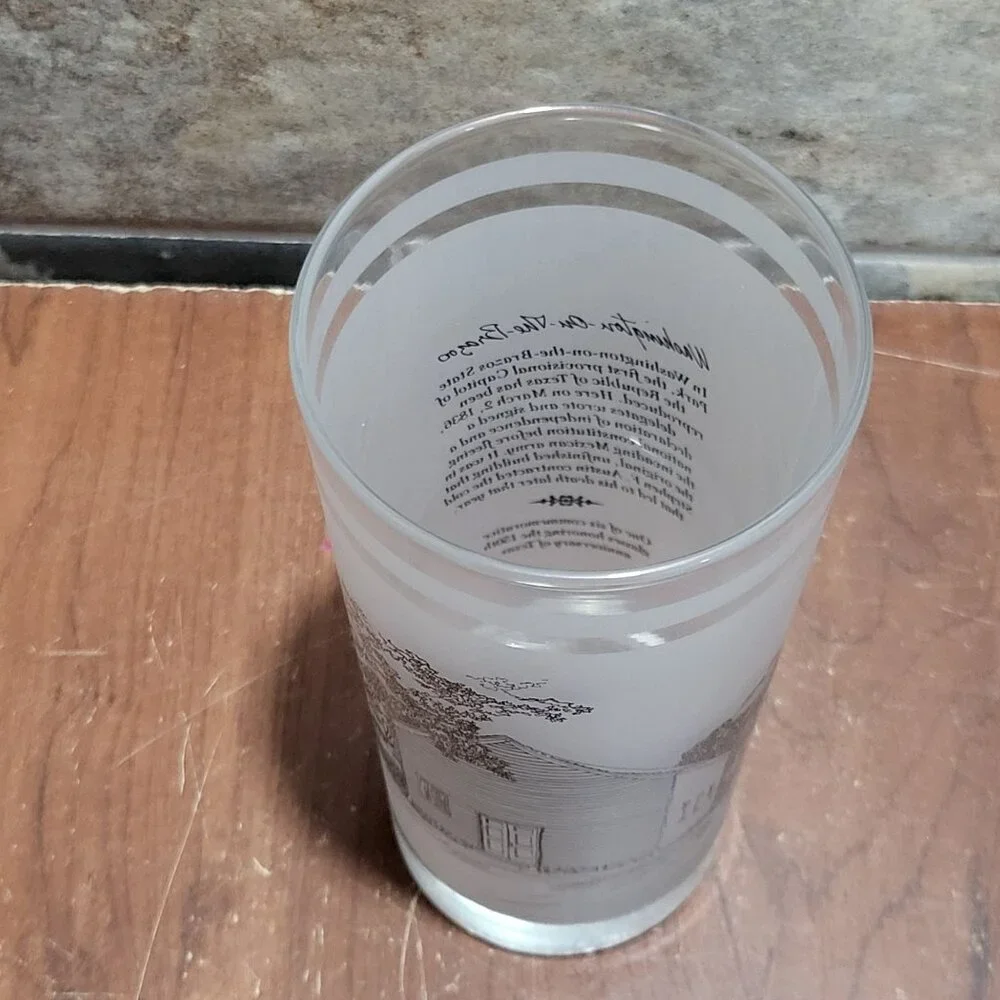 Texas 150th Anniversary Commemorative Frosted Glass Washington On The Brazos 198